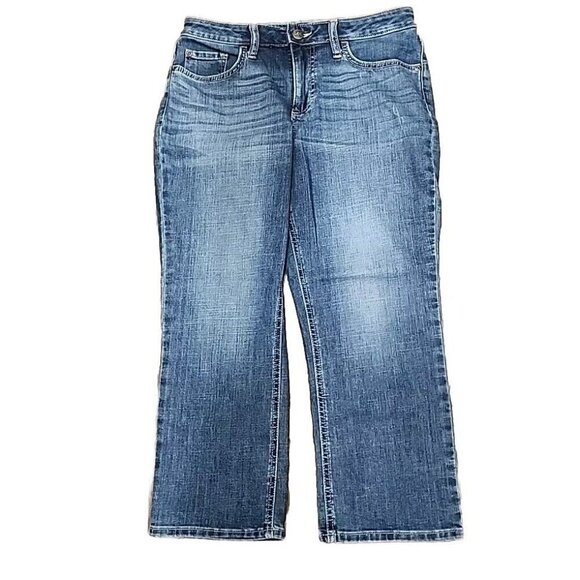 Lee Jeans Capri Regular Fit Mid Rise Denim Medium Rinse Stretch Women's 6 - Picture 1 of 8
